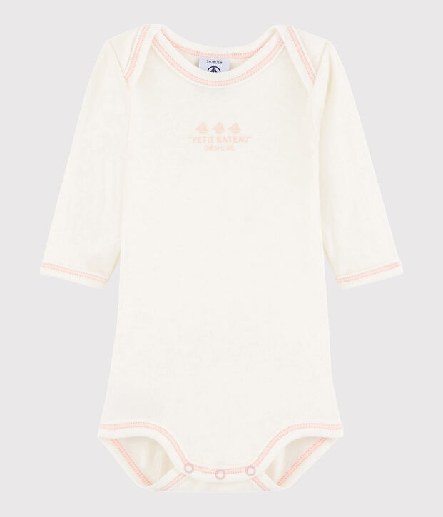 Baby Girls' Long-Sleeved Bodysuit white/pink