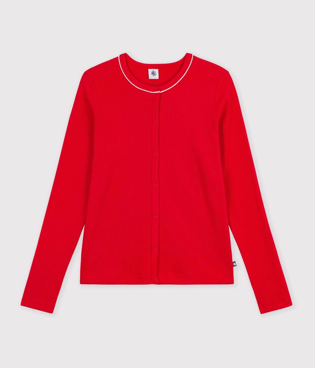 Women's plain cotton cardigan red