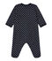 Baby girl's sleepsuit in terrycloth bouclette with polka dots SMOKING blue/ECUME white