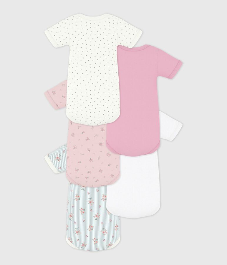Pack of babies' short-sleeved floral print cotton bodies multicolor