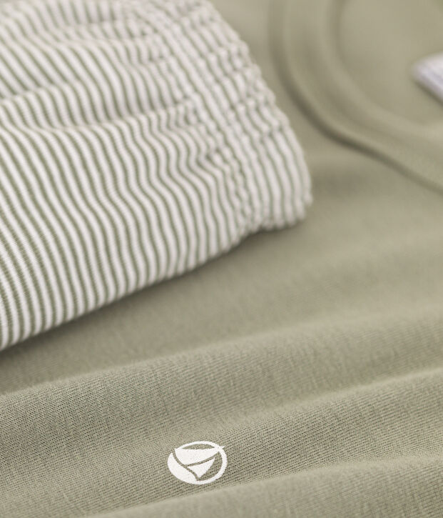 Boys' Pinstriped Short Cotton Pyjamas green/white