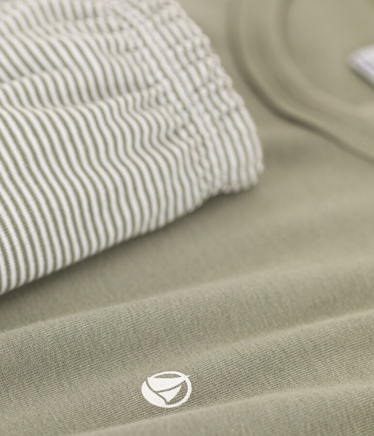 Boys' Pinstriped Short Cotton Pyjamas green/white