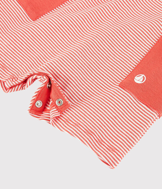 Baby Boys' Stripy Ribbed Playsuit OURSIN orange/MARSHMALLOW white