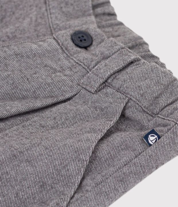 Children's pleated cotton flannel trousers grey