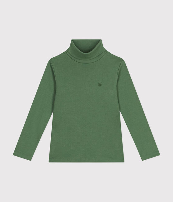 Cotton roll neck top for girls or boys PALMERAIE green