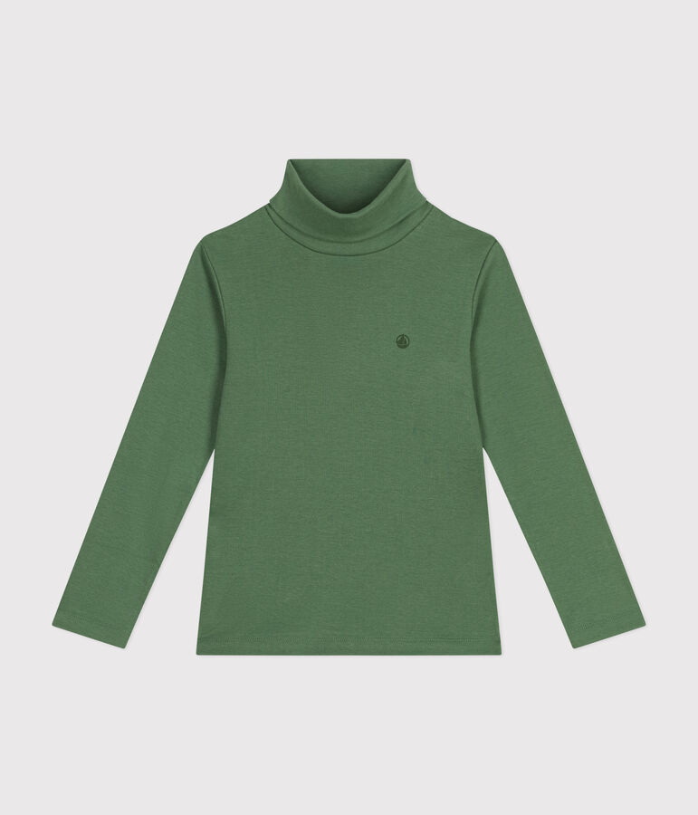 Cotton roll neck top for girls or boys green