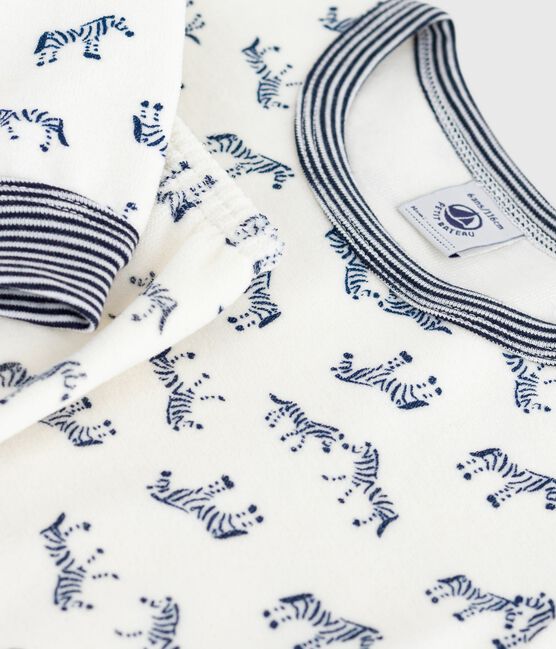 Children's velour pyjamas with a zebra print MILK blue/SOIR