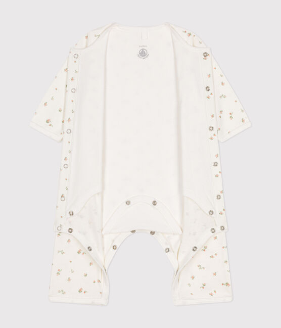 Babies' footless cotton bodyjama MARSHMALLOW white/MULTICO white