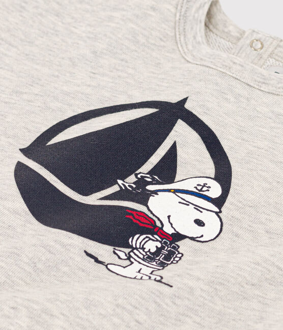 Babies' Petit Bateau x Snoopy Fleece Sweatshirt BELUGA CHINE grey