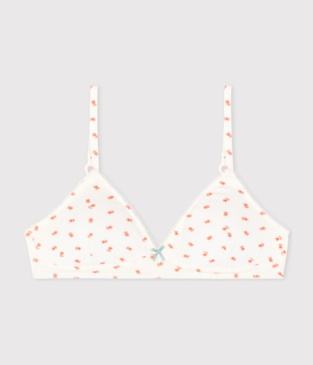 Girls' Flower Cotton and Elastane Padded Bra white/multicolor
