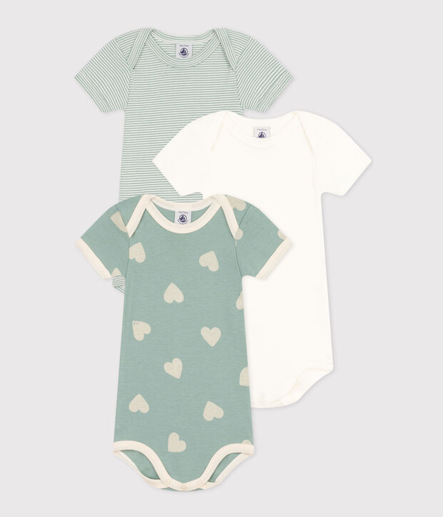 Babies' Short-sleeved Cotton Bodysuits - 3-Pack multicolor
