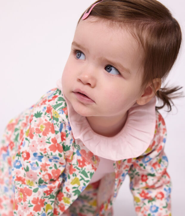 Babies' floral-print cotton cardigan white/multicolor