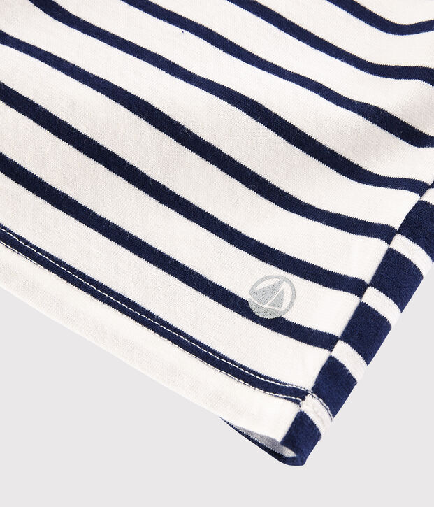 Girls' Long-sleeved Jersey T-shirt white/blue