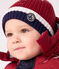 Babies' knitted beanie with a fleece lining AMARANTE red/MULTICO