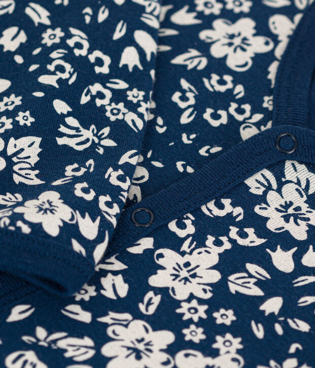 Babies' Floral Cotton Bodyjama blue/white