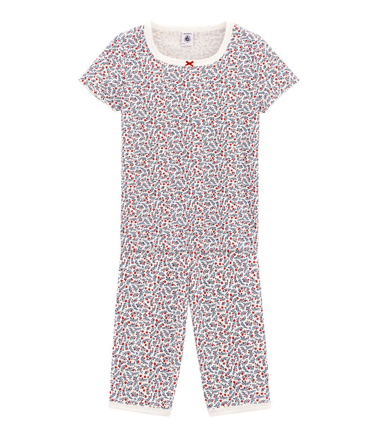 Girls' short Pyjamas MARSHMALLOW white/MULTICO white