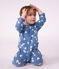 Babies' heart-print fleece pyjamas blue/white