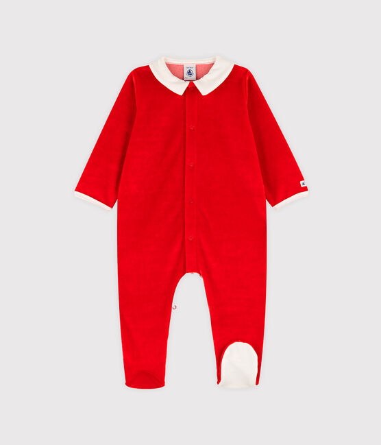 Babies' Velour Neck Sleepsuit TERKUIT red