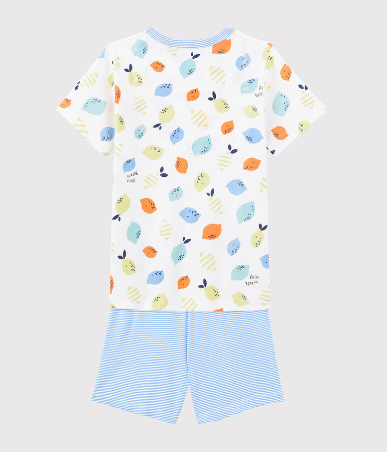 Boys' Lemon Print Organic Cotton Pyjamas MARSHMALLOW white/MULTICO white
