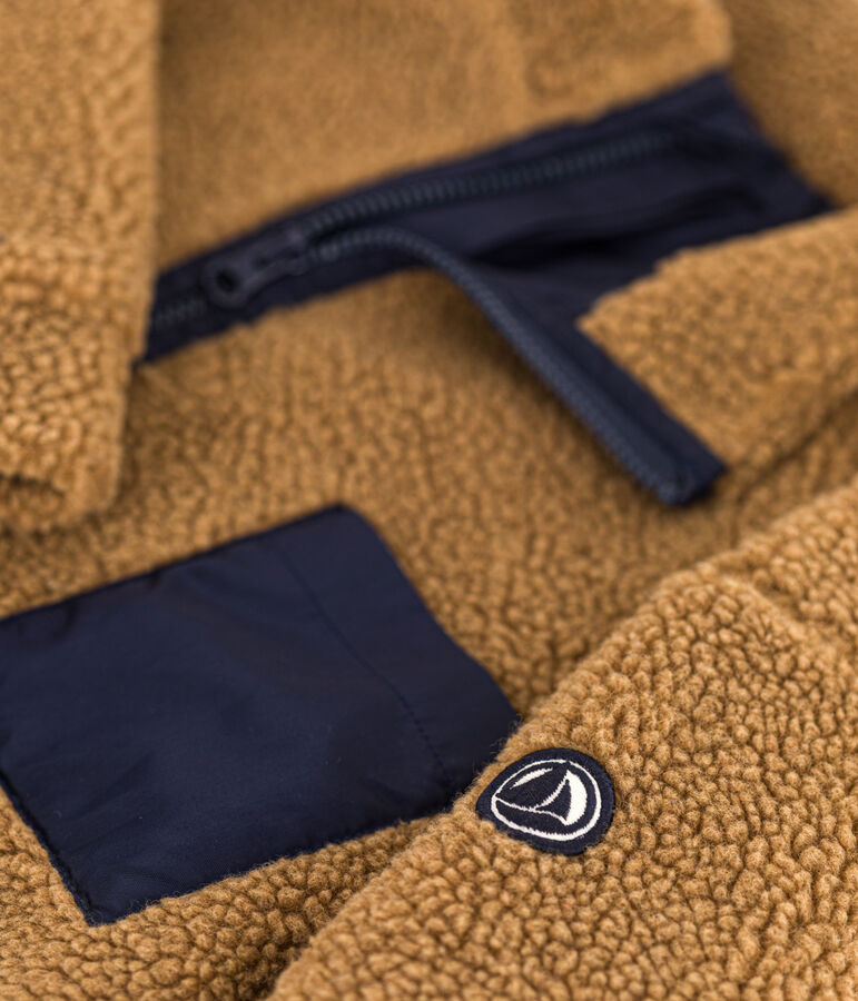 Children's unisex jacket in recycled sherpa brown