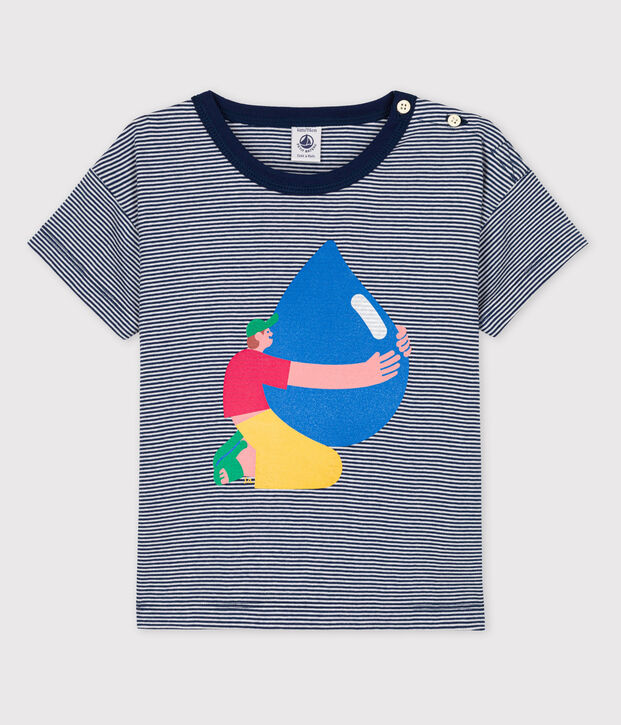 Petit Bateau x Water Family Boys' T-Shirt blue/white