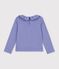 Children's long-sleeved plain T-shirt with a collar purple