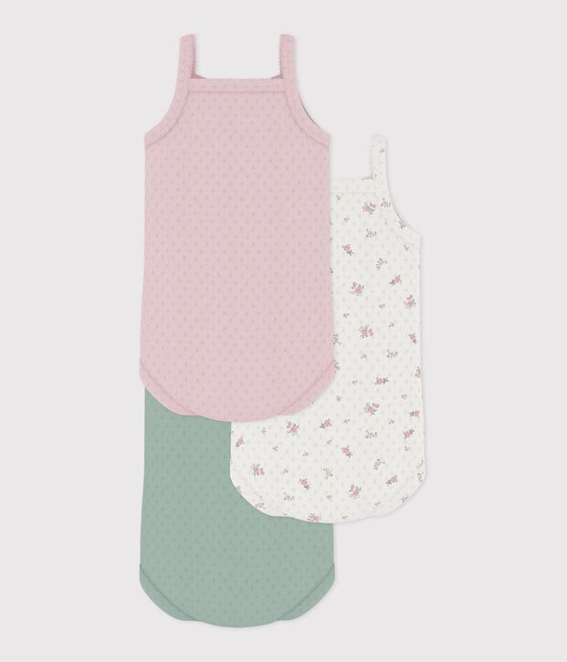 Pack of babies' openwork cotton bodies with straps multicolor