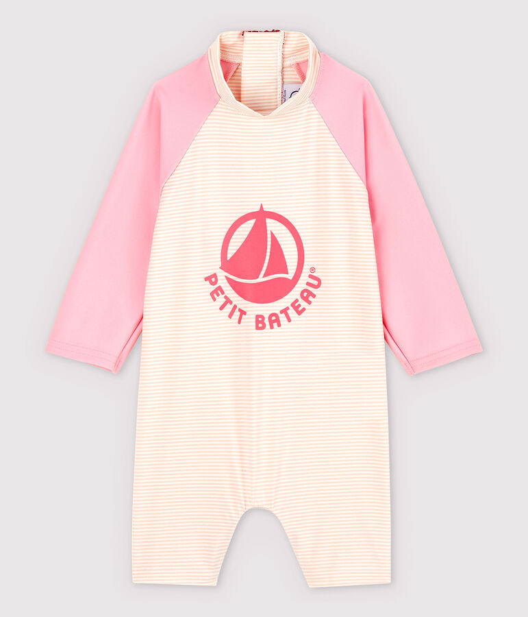 Babies' Unisex UV-Proof Eco-Friendly Swimsuit pink/white