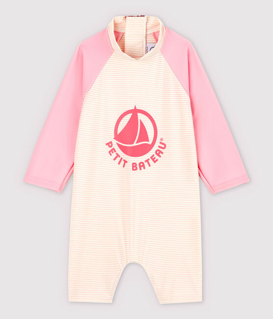 Babies' Unisex UV-Proof Eco-Friendly Swimsuit MINOIS pink/MARSHMALLOW white