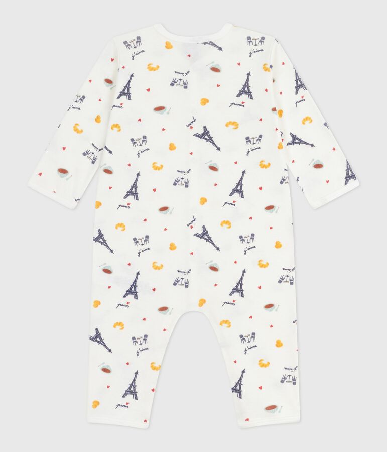 Babies' Paris-print footless cotton pyjama suit white/multicolor