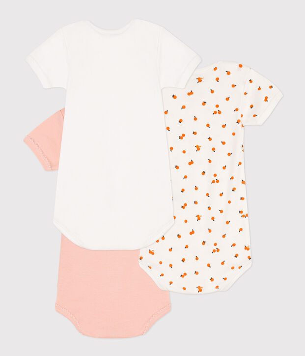 Short-Sleeved Orange Cotton Bodysuits - 3-Pack multicolor