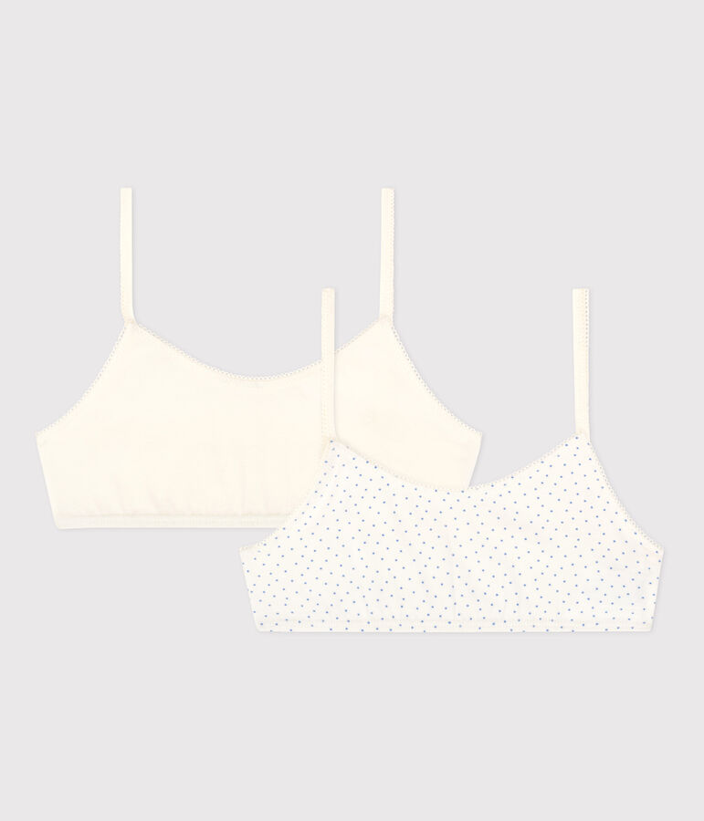 Girls' Spotted Cotton and Elastane Bralettes - 2-Pack multicolor