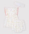 Baby Girls' Sleeveless Organic Cotton Poplin Dress with Bloomers and Headband MARSHMALLOW white/MULTICO white