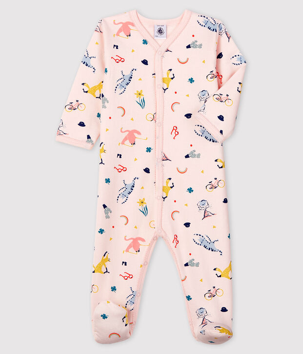 Baby Girls' Animal Print Fleece Sleepsuit pink/multicolor