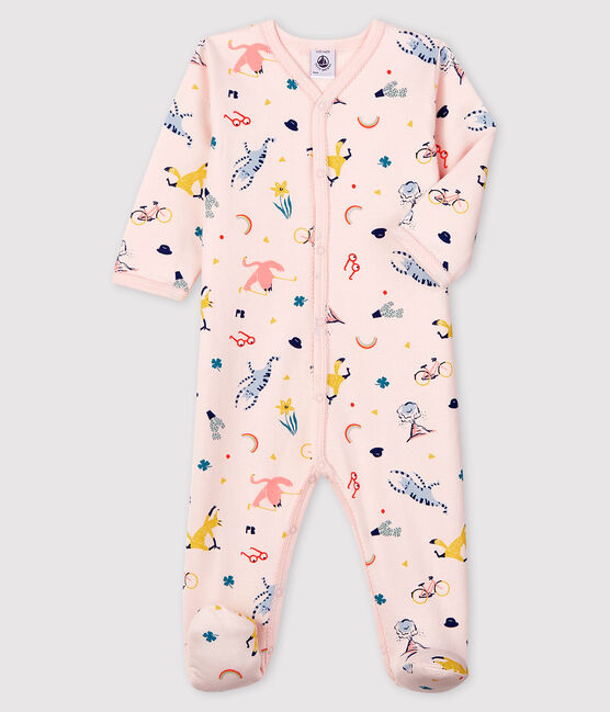 Baby Girls' Animal Print Fleece Sleepsuit FLEUR pink/MULTICO white