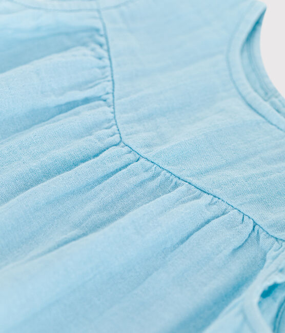 Babies' sleeveless plain cotton dress AQUATIC blue