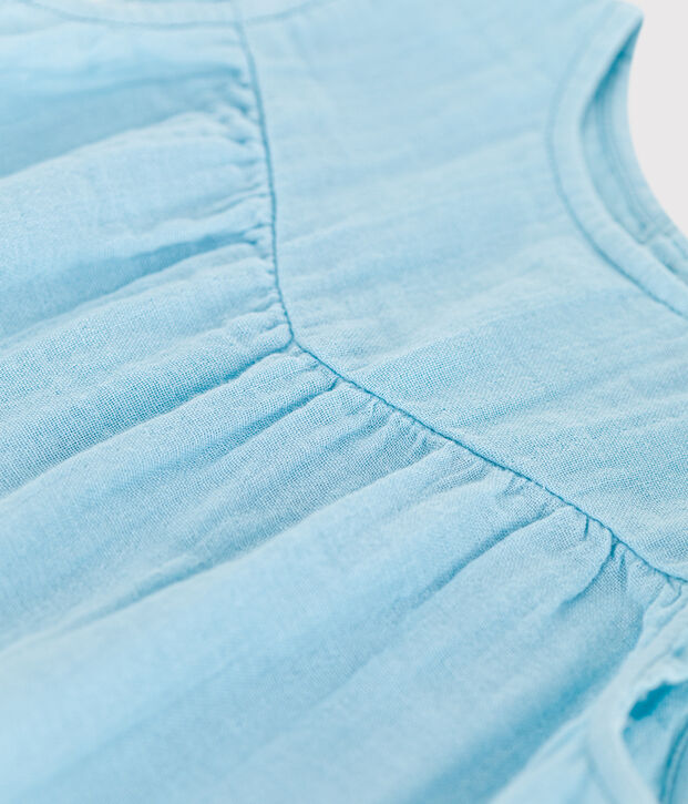 Babies' sleeveless plain cotton dress blue