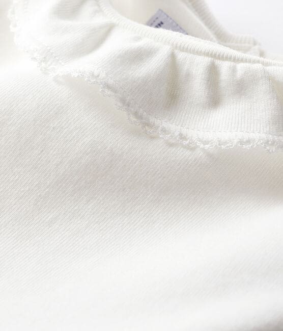 Babies' Short-Sleeved Bodysuit With Ruff MARSHMALLOW white