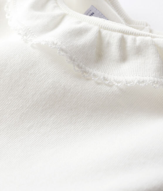Babies' Short-Sleeved Bodysuit With Ruff MARSHMALLOW white