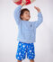 Children's unisex stripy cotton terry hoodie MARSHMALLOW blue/PORCELANA