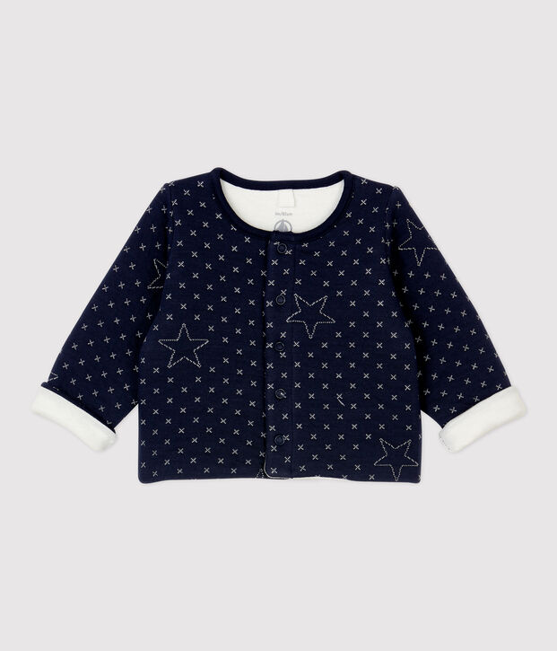 Babies' Starry Organic Cotton Quilted Cardigan blue