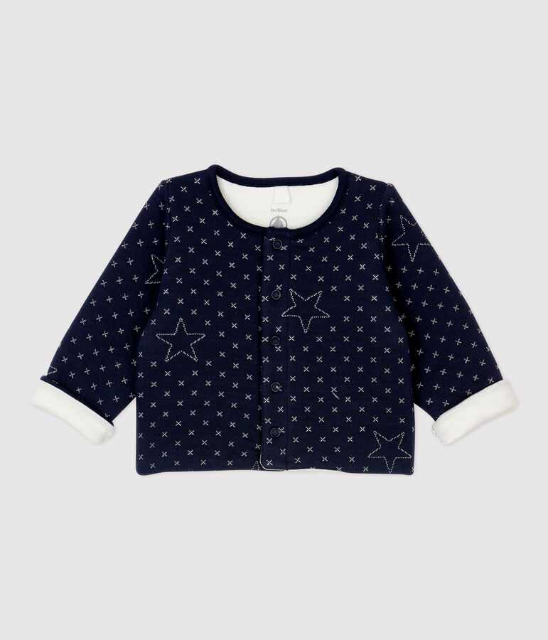 Babies' Starry Organic Cotton Quilted Cardigan blue