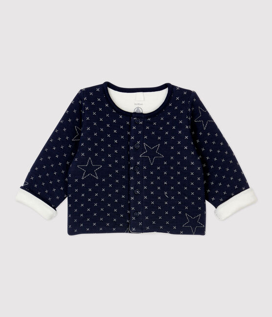 Babies' Starry Organic Cotton Quilted Cardigan SMOKING blue