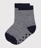 Babies' Non-Slip Cotton Socks SMOKING blue/MARSHMALLOW white