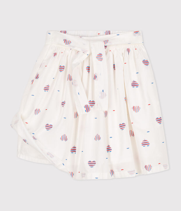 Children's heart-patterned cotton skirt Ecru/multicolor