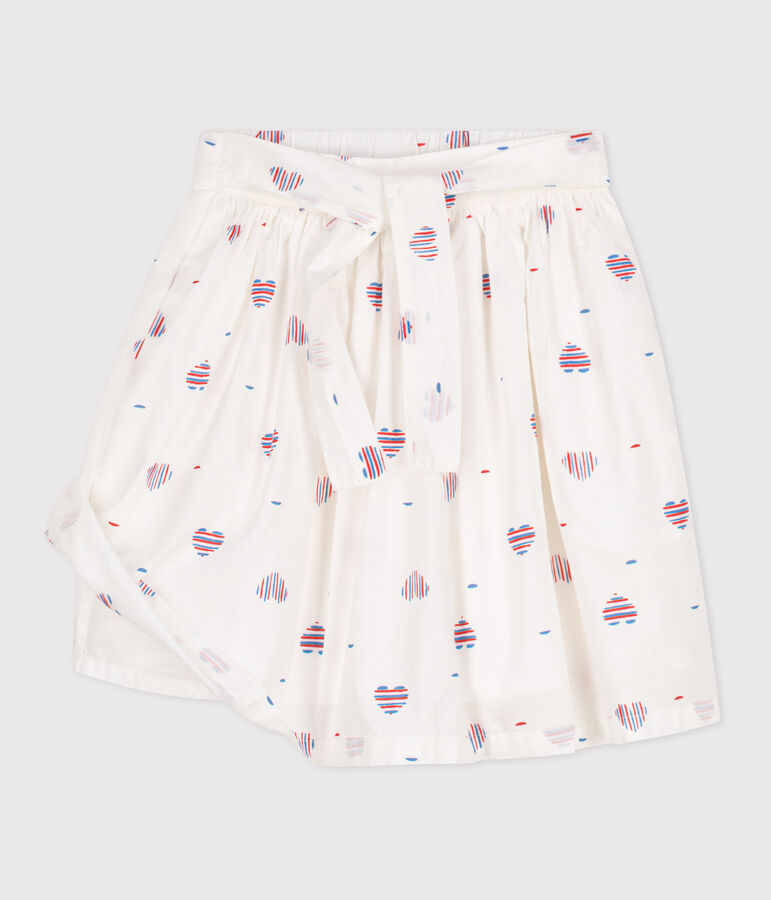 Children's heart-patterned cotton skirt Ecru/multicolor