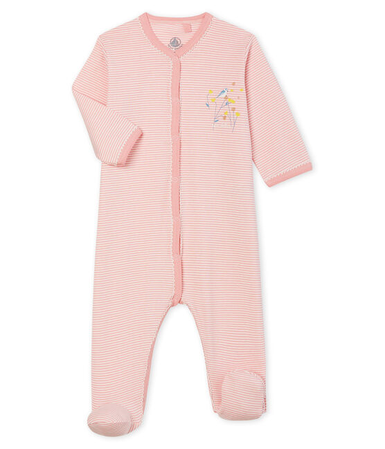 Baby Girls' Ribbed Sleepsuit CHARME pink/MARSHMALLOW white