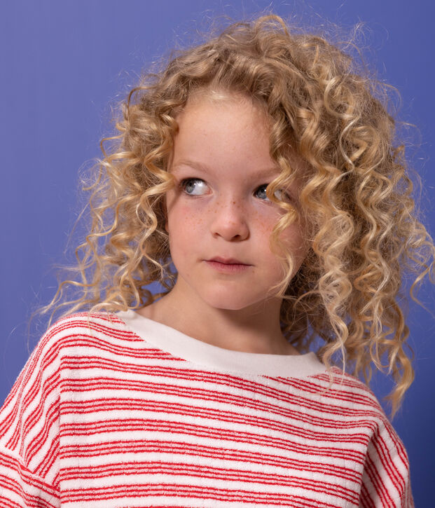 Children's Unisex Stripy Cotton Sweatshirt white/red