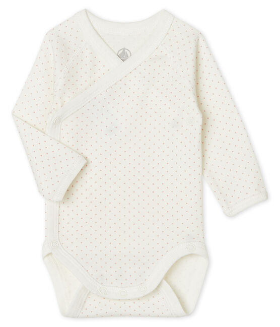 Newborn Babies' Long-Sleeved Bodysuit MARSHMALLOW white/CHARME pink
