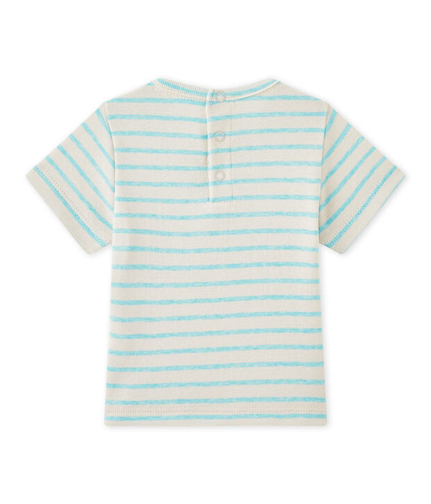Baby boy's striped short-sleeved T-shirt beige/green